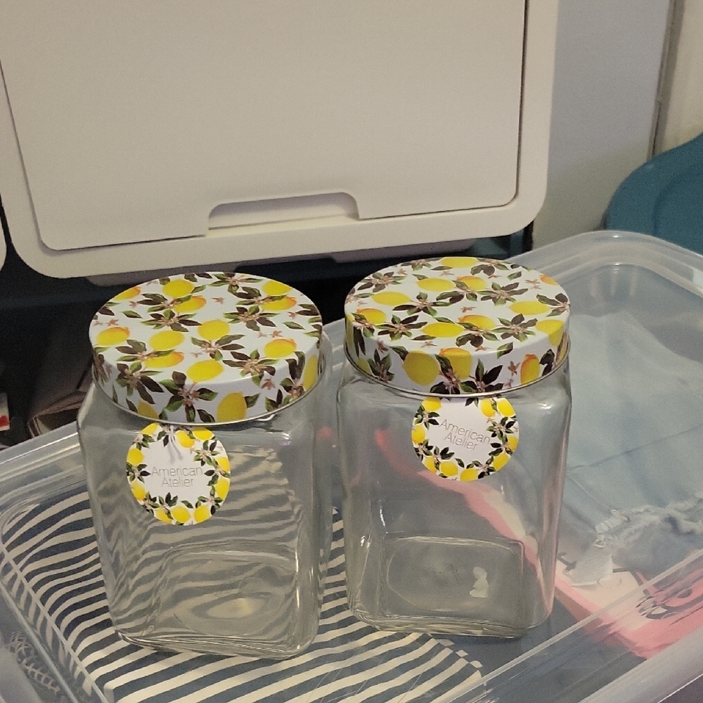 2 Lemon Pattern Glass Jars - Picture 5 of 5